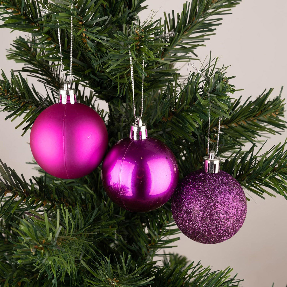 Shatchi 5cm Purple Shatterproof Christmas Bauble 18 Pack Image 4