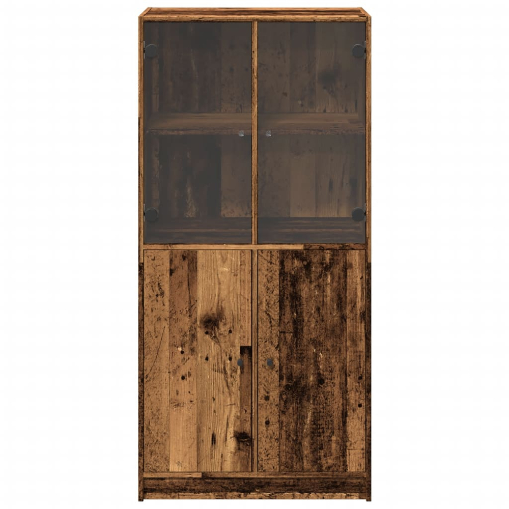 vidaXL 4 Door Old Wood Glass Highboard Image 4