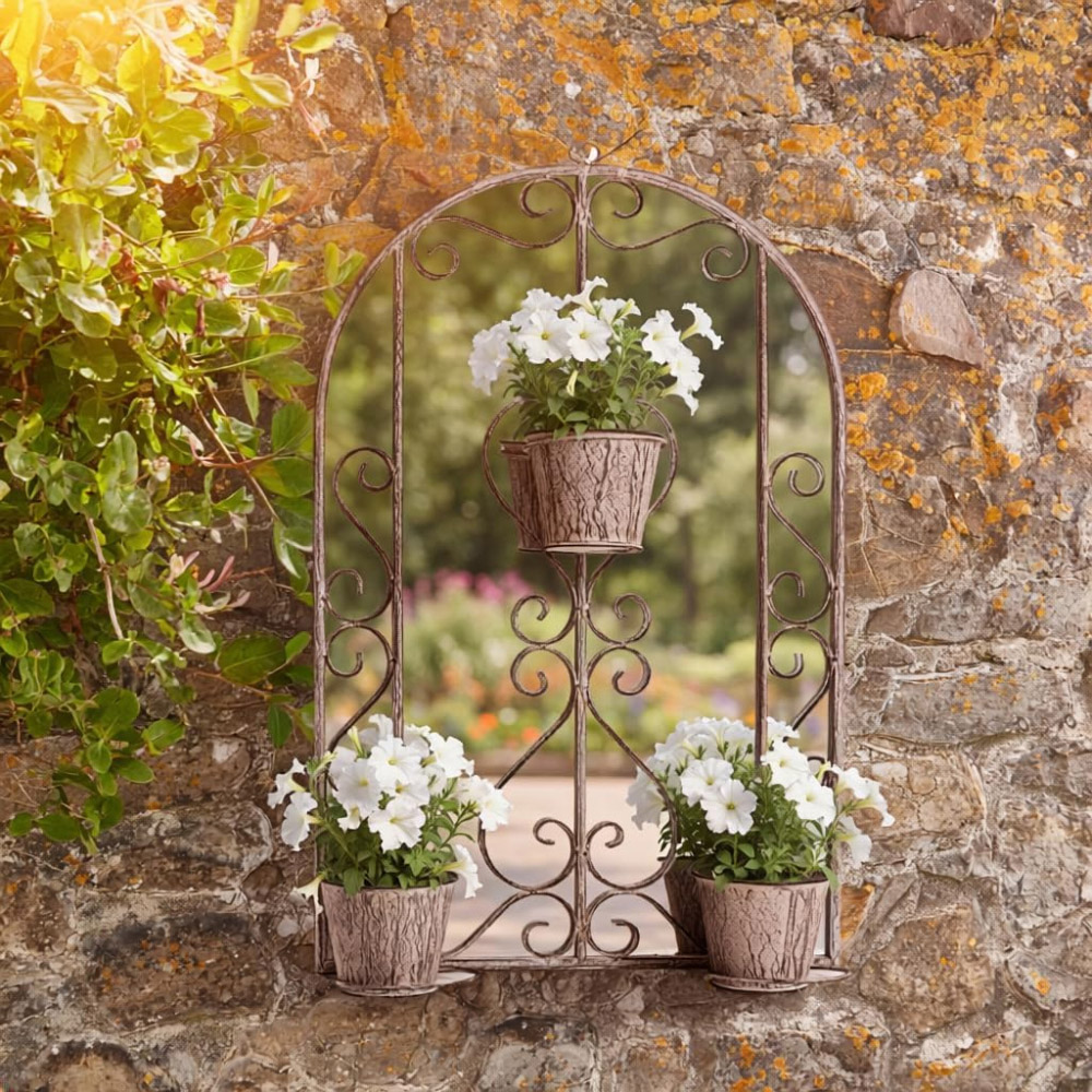 Serenity Dove Grey Garden Mirror with Planter 89 x 50cm Image 3