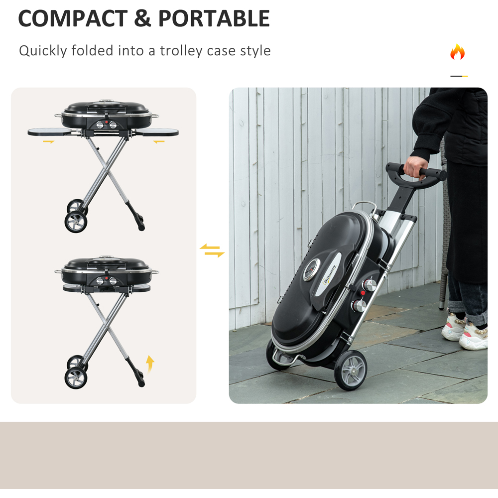 Outsunny Black 2 Burner Foldable Gas BBQ Grill with Regulator and Hose Image 5