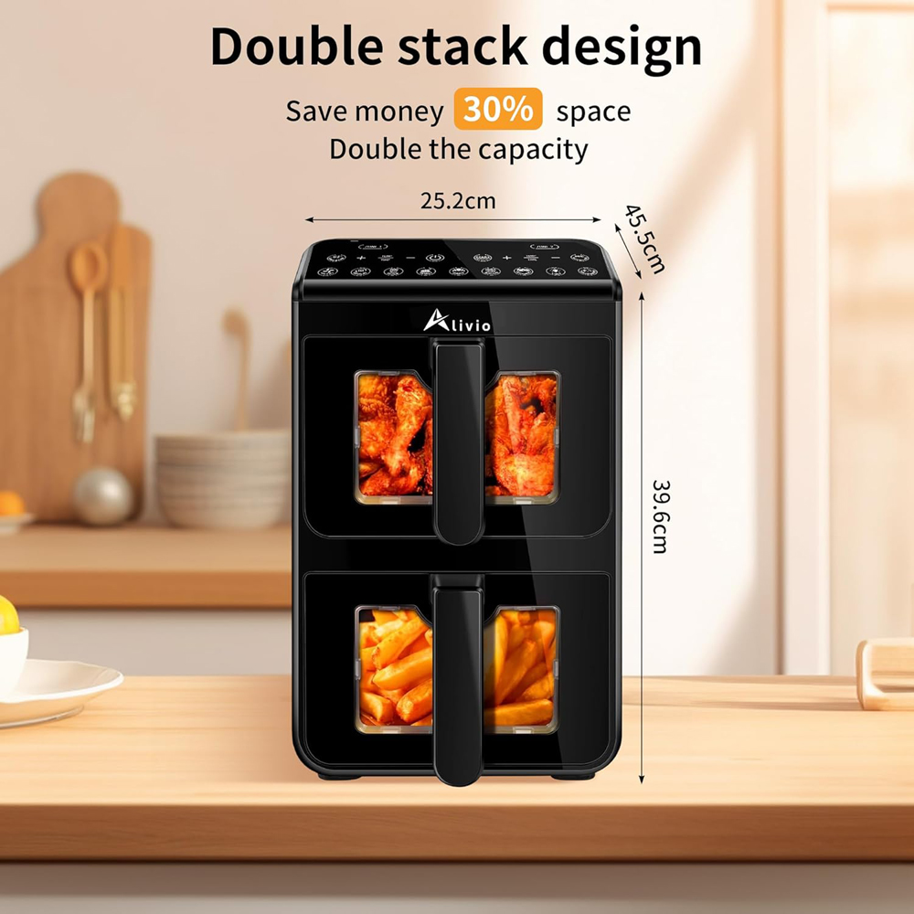 Alivio Black Dual Basket 10L Digital Air Fryer with Smart Touch 1700W Image 9