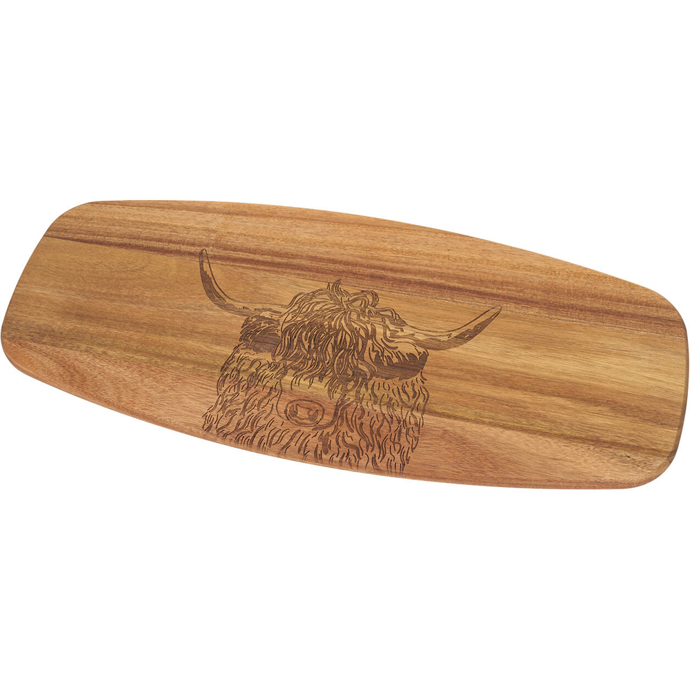 Highland Cow Acacia Serving Board Brown Image 4