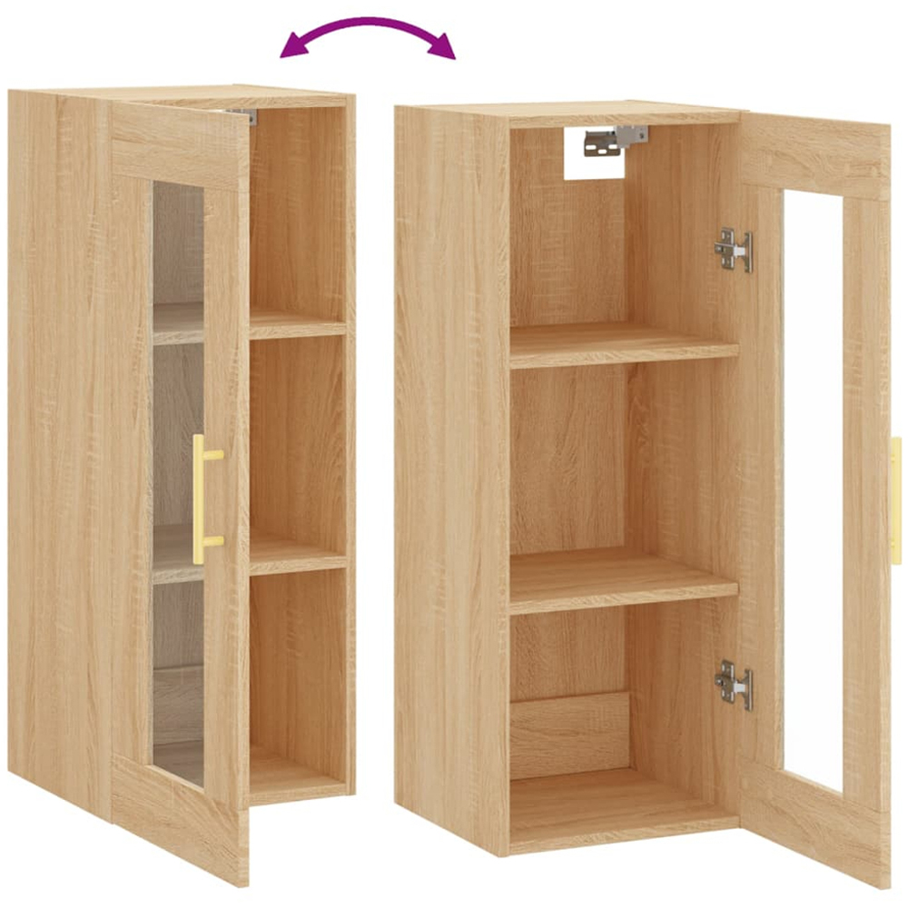 vidaXL Single Glass Door Brown Sonoma Oak Wall Mounted Cabinet Image 8