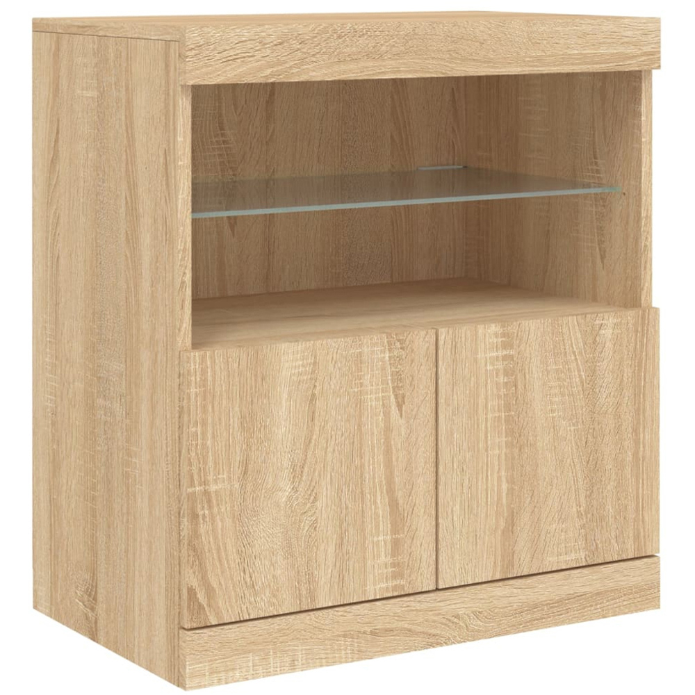 vidaXL 4 Door 6 Shelf Sonoma Oak Highboard with LED Lights 3 Piece Image 7