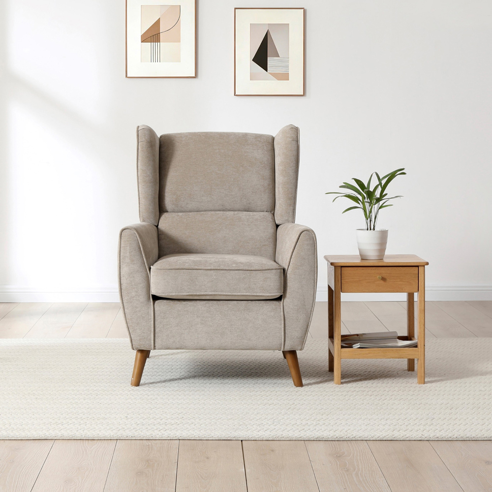 Lily Taupe Chenille Wingback Armchair Image 9