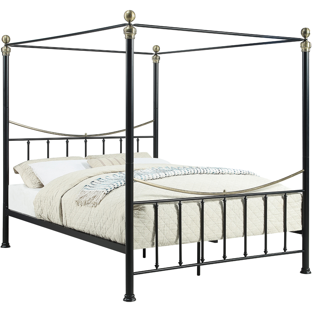 OAT Home Marylebone King Size Black and Brass Metal 4 Poster Bed Frame Image 3