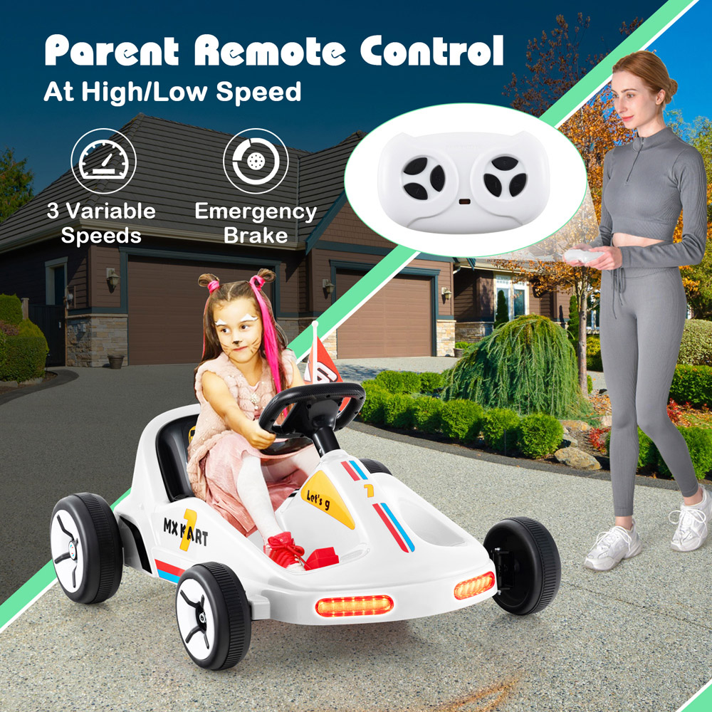 Costway White Kids Electric Go Kart with Remote Image 4