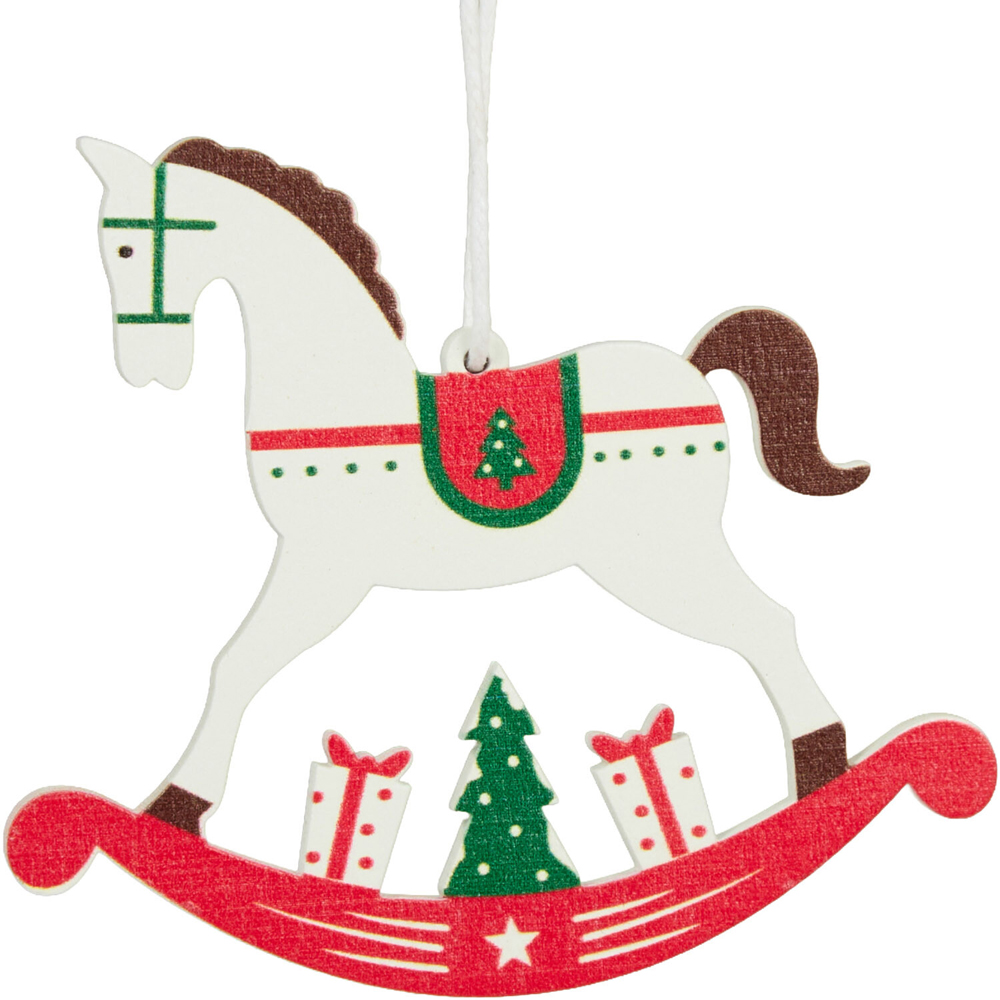 Set of 6 Rocking Horse Hanging Decorations Image 2