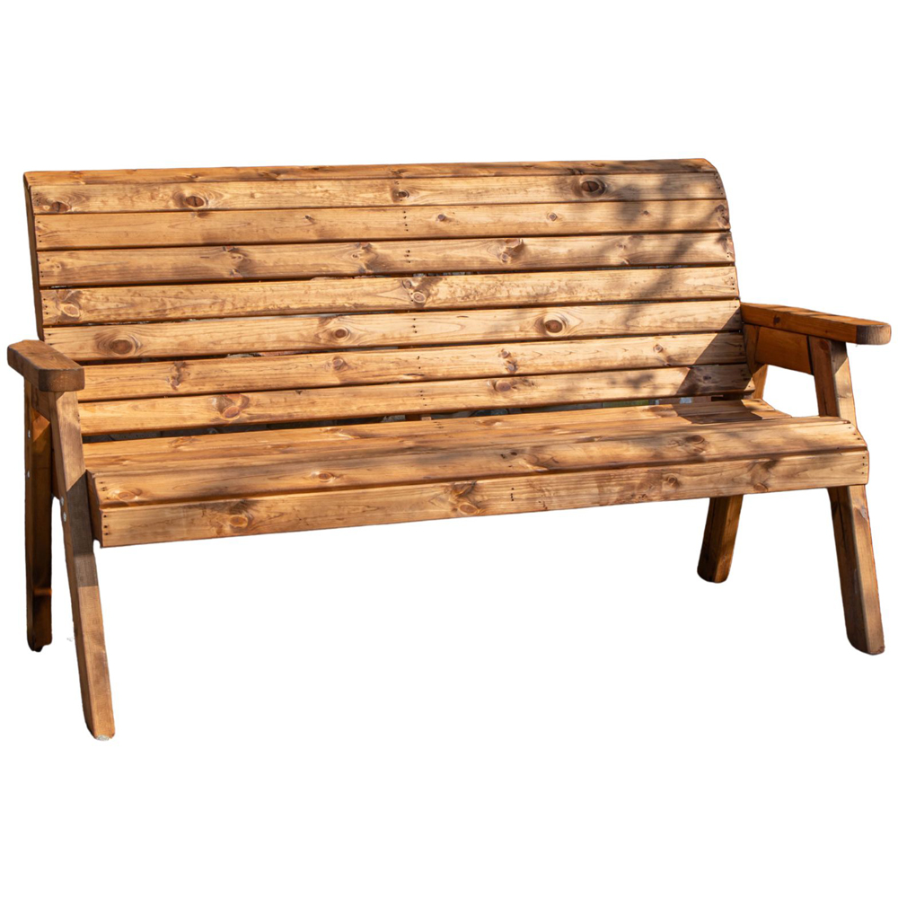 Samuel Alexander 3 Seater Rustic Wooden Assembled Garden Bench Image 2