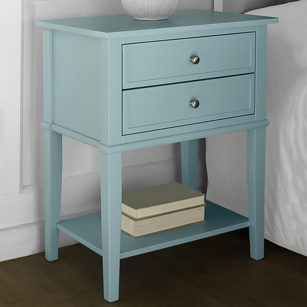 Dorel Franklin 2 Drawer Blue Accent Table Image 1