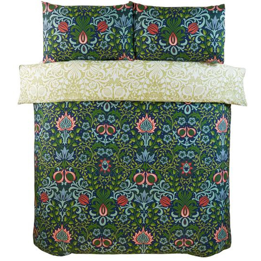 Serene Heritage Flora King Size Microfibre Fabric Reversible Duvet Cover Set Image 2