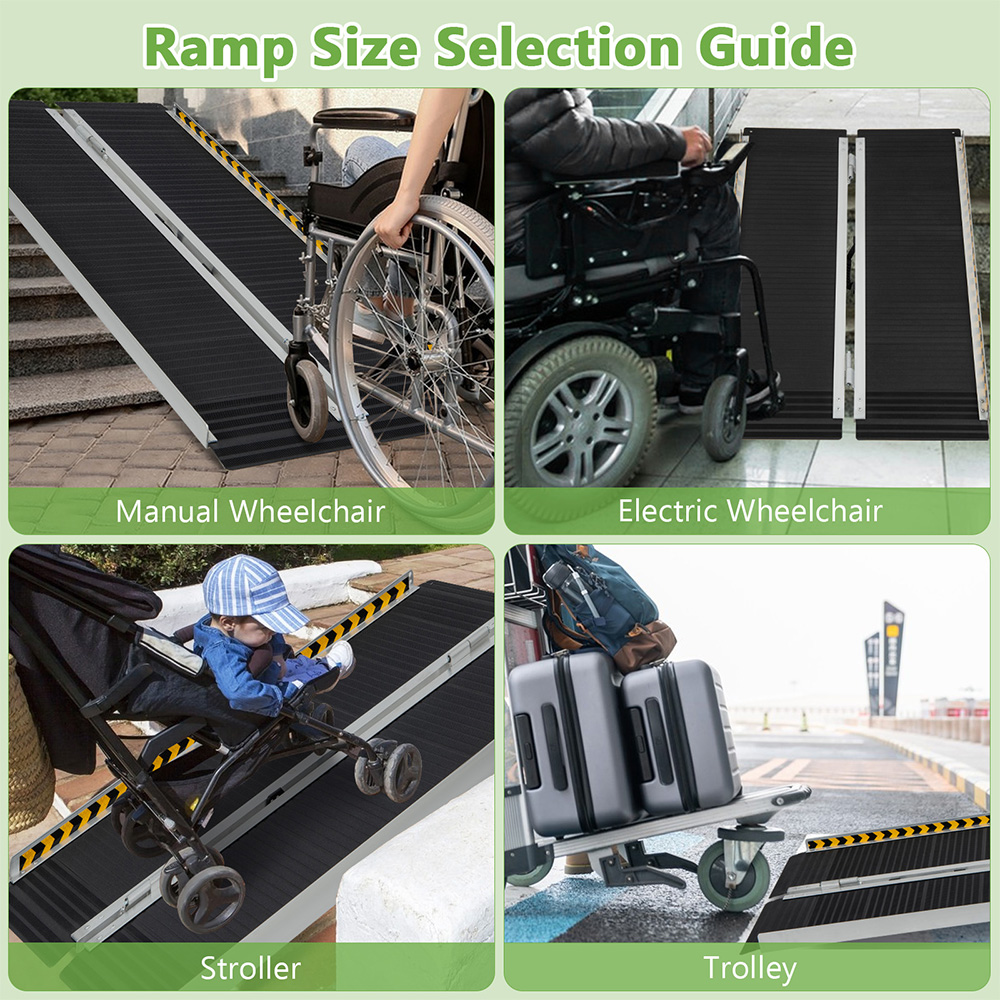 Costway Portable Aluminium Wheelchair Ramp with Transition Plate 4ft Image 6