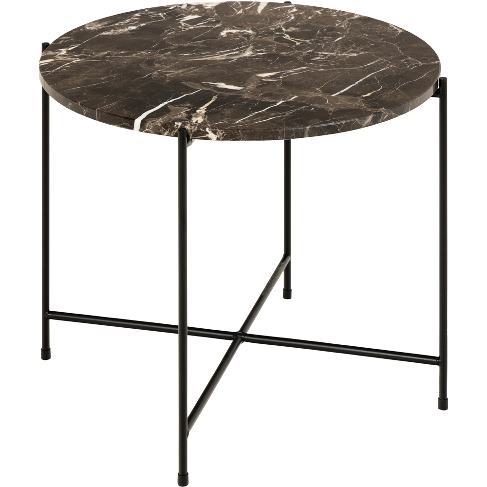 Florence Avila Brown Marble Top Side Table Image 3