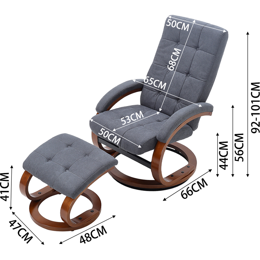 Living and Home Textured Velvet Lounge Recliner with Footrest Image 9