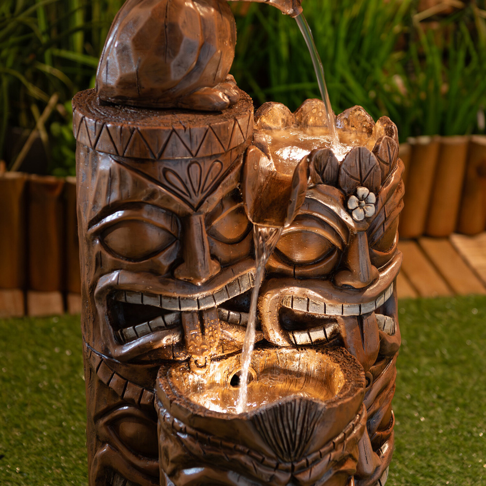 Tiki Stacks Outdoor Water Feature Brown Image 7