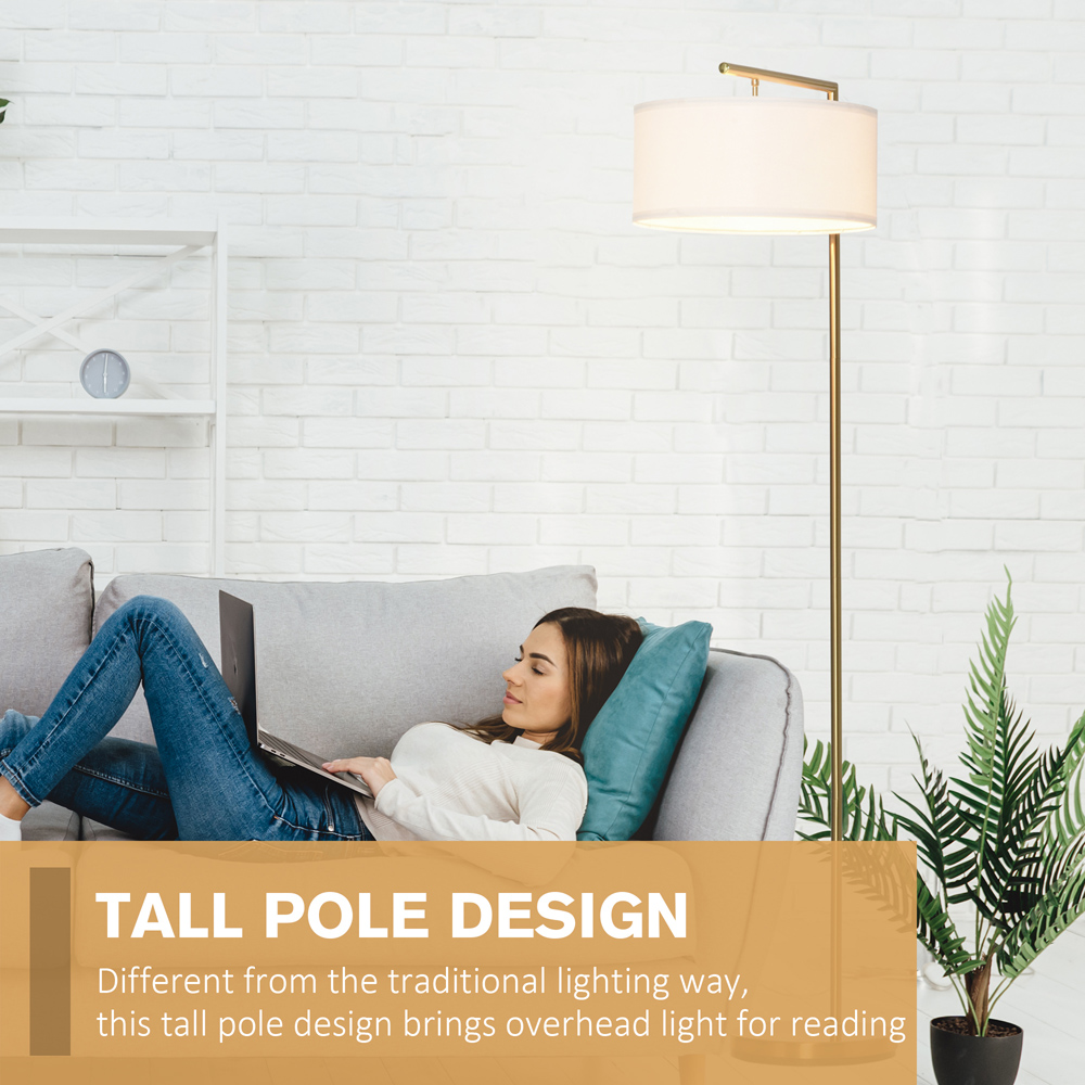 Portland Gold and White Floor Lamp Image 4