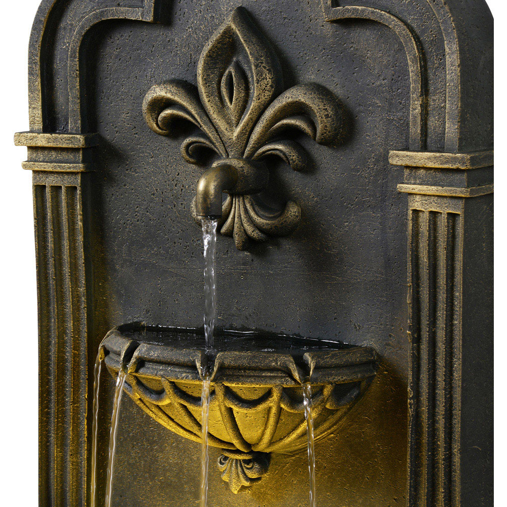 Teamson Home 2-Tier Black and Gold Fleur-De-Lis Wall Water Fountain 81cm Image 5