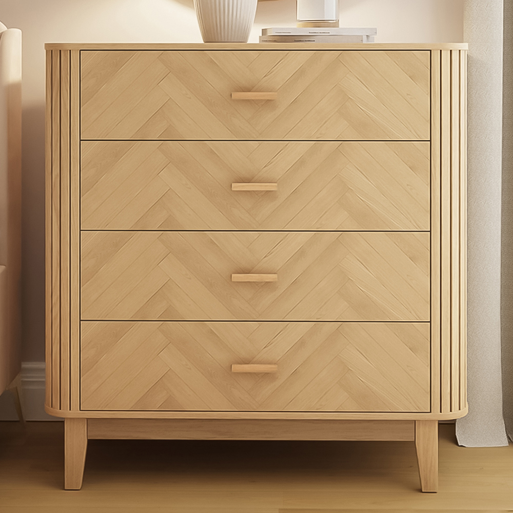 GFW Axel 4 Drawer Oak Chevron Pattern Chest of Drawers Image 1