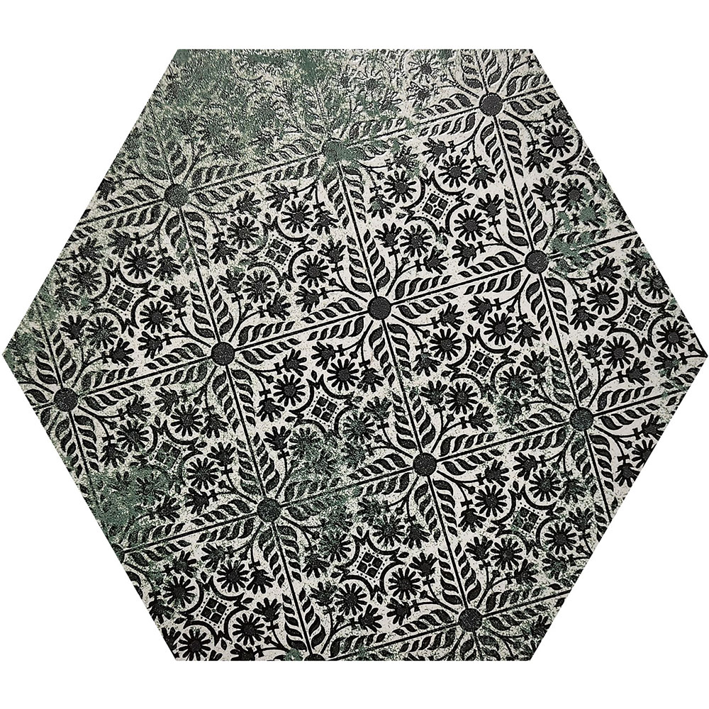 Top Ceramics Patterned Green Hexagon Porcelain Wall Tile 215 x 250mm Image 6