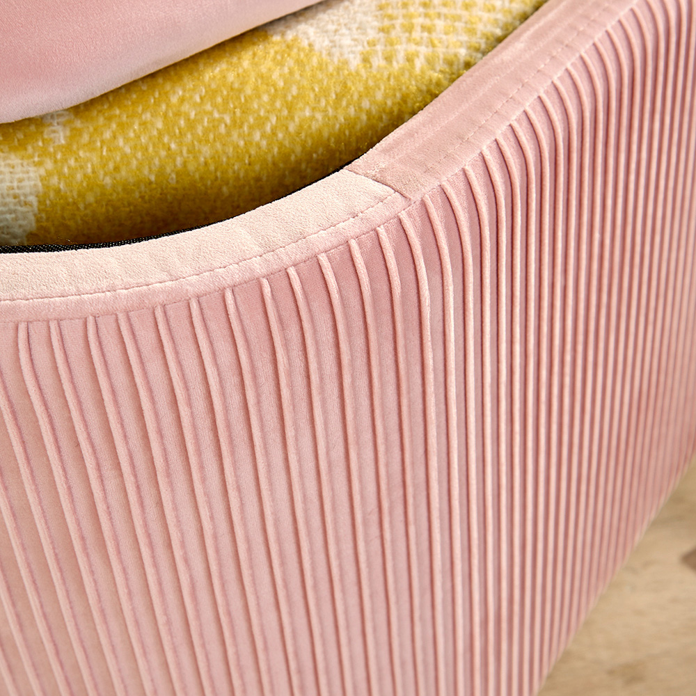 Home Source Aurora Pink Lift Top Velvet Fabric Storage Ottoman Image 3
