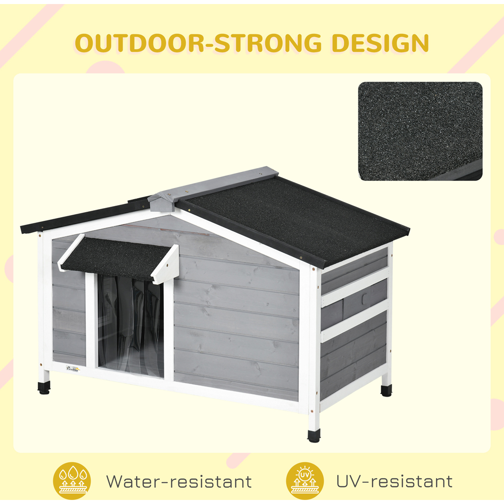 PawHut 65 x 72cm Grey Wooden Outdoor Dog Kennel Image 6