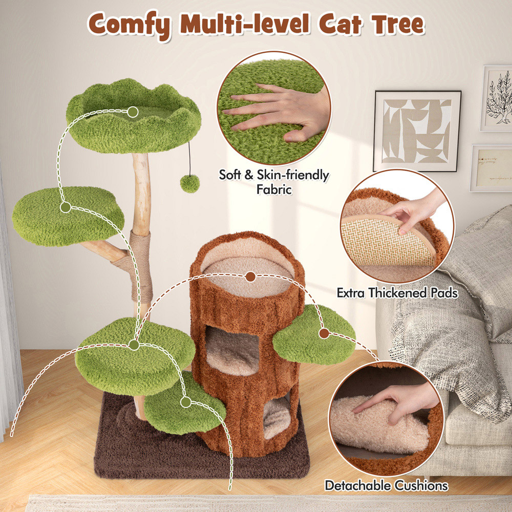 Costway Brown Multi Level Cat Tree Tower Image 4