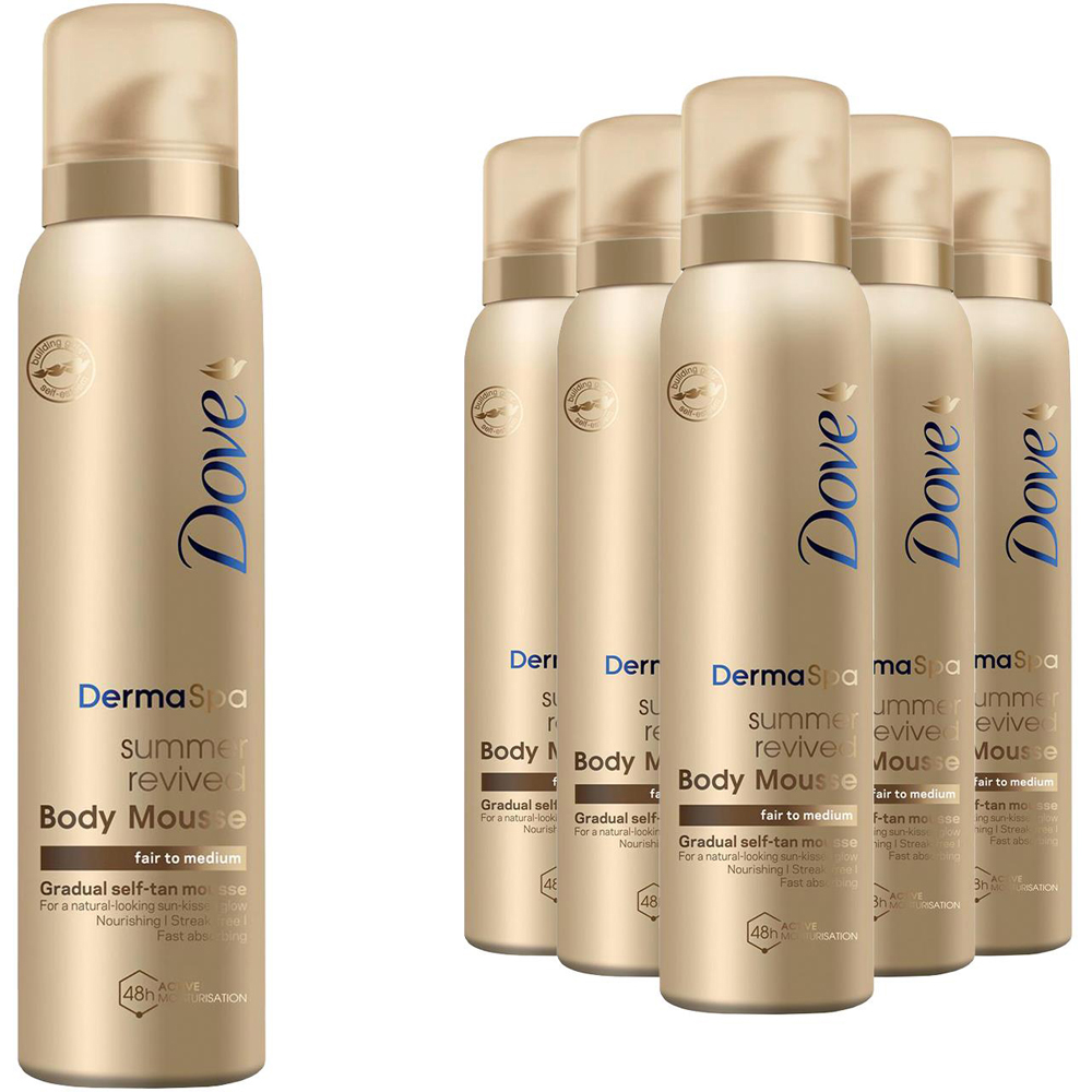 Dove Derma Spa Summer Revived Fair to Medium Skin Self Tan Body Mousse 150ml 6 Pack Image 1