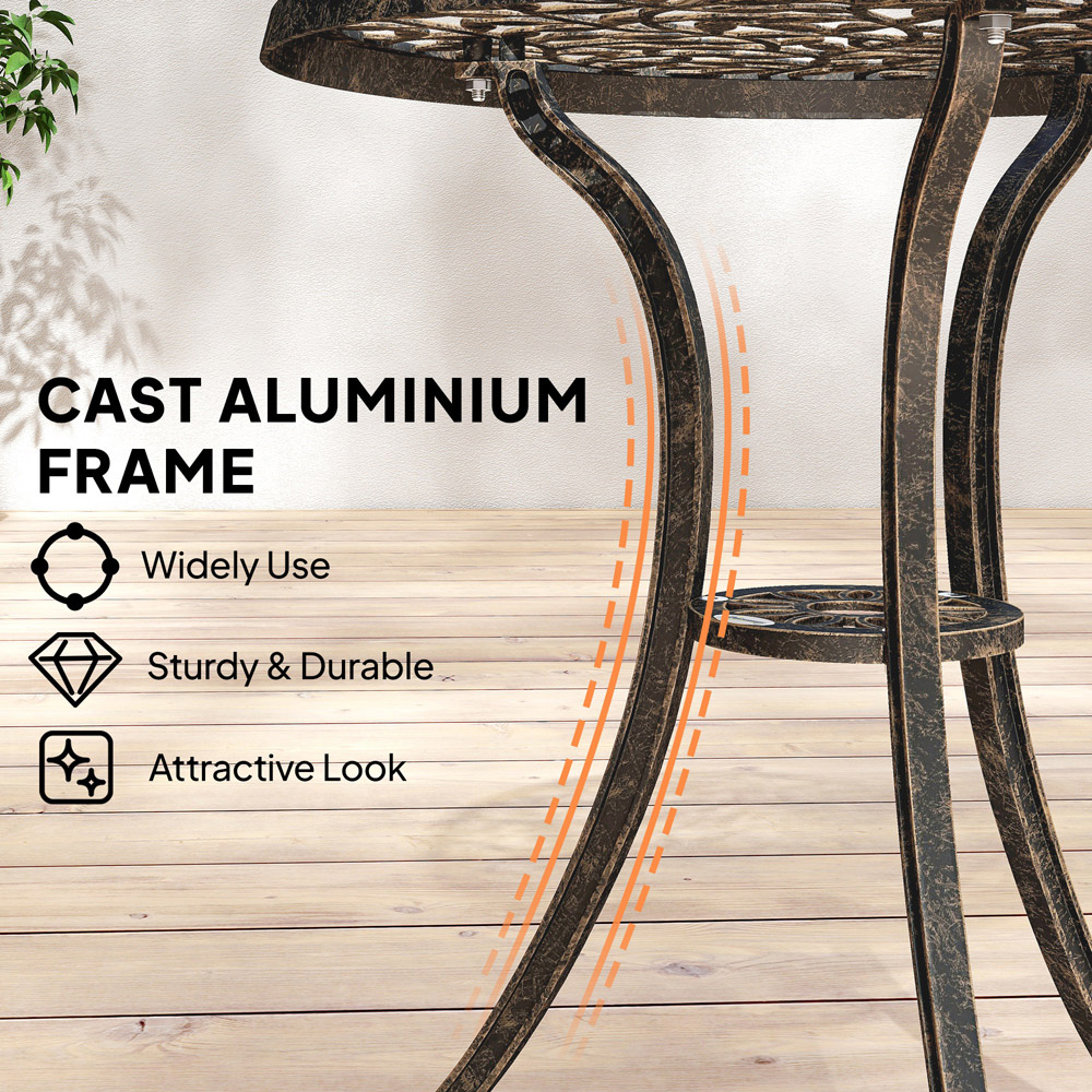 Outsunny 2 Seater Brown Aluminium Garden Bistro Set Image 6