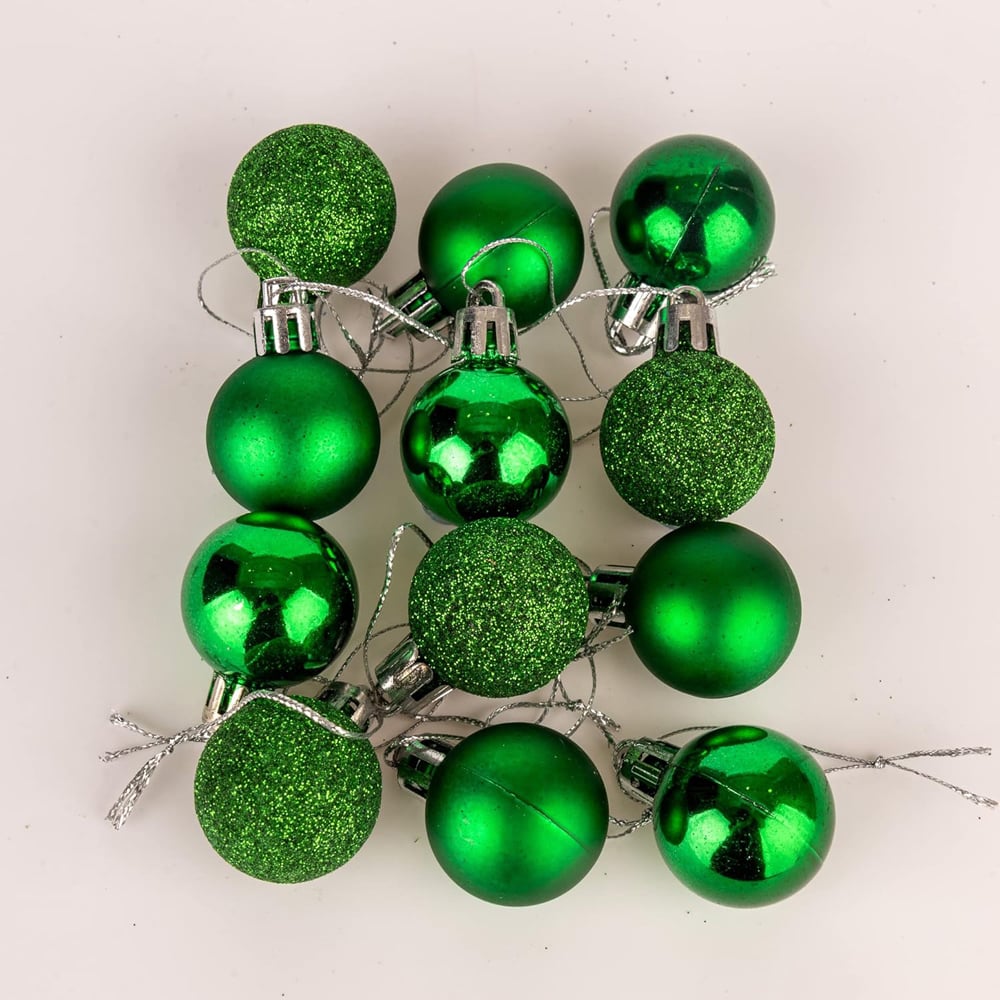 Shatchi 3cm Dark Green Shatterproof Christmas Bauble 24 Pack Image 4