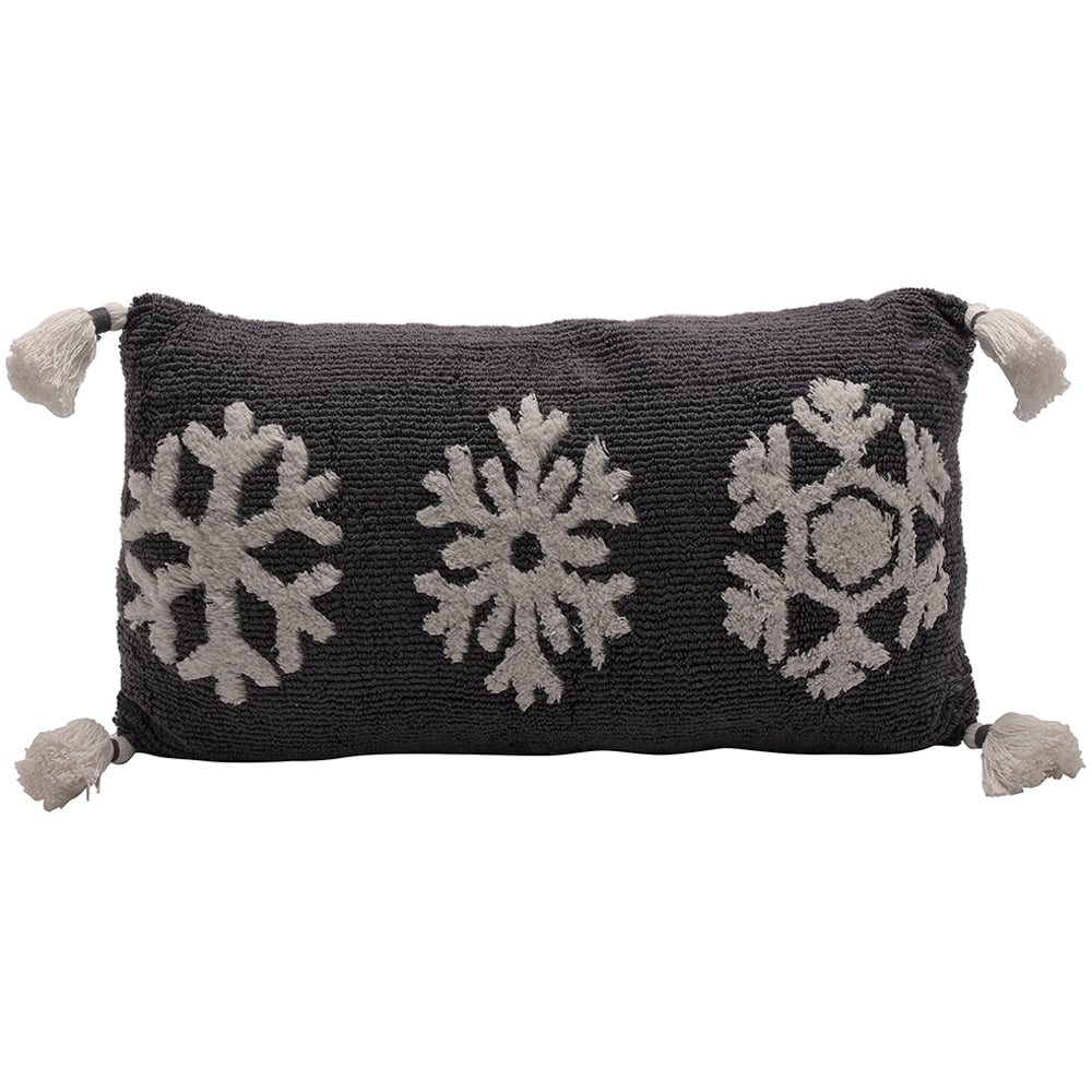 The Christmas Gift Co Snowflake Tasselled Rectangular Cushion Image 1