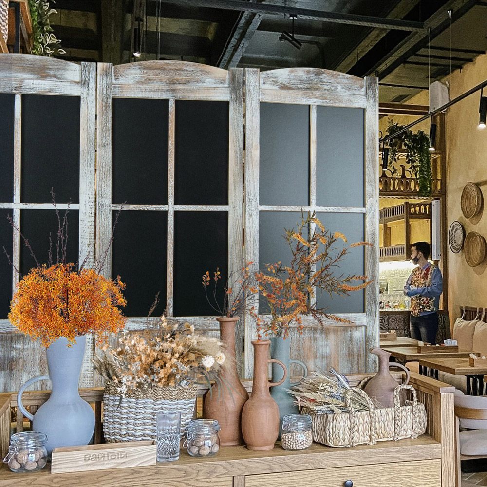 Costway 3 Panel Rustic Brown Vintage Foldable Room Divider Image 4
