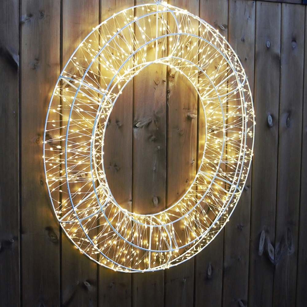 Xmas Haus Warm White LED Metal Wreath 50cm Image 3