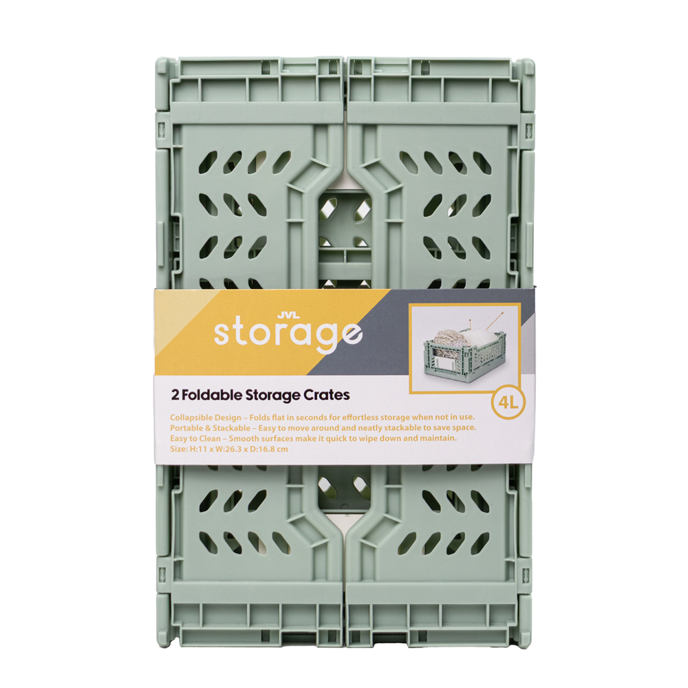 JVL Stackit Green Foldable Storage Crate 4L 6 Pack Image 4