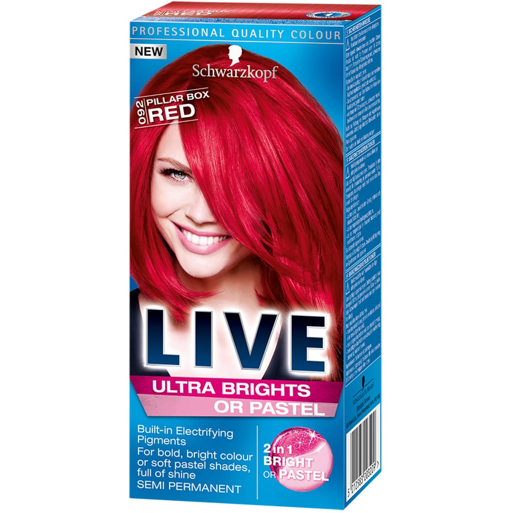 Schwarzkopf 092 Pillar Box Red Live Ultra Brights or Pastel Semi-Permanent Hair Dye Image