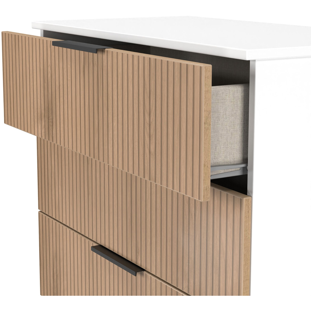 Crowndale Java 4 Drawer Slatt Effect and White Chest of Drawers Ready Assembled Image 6