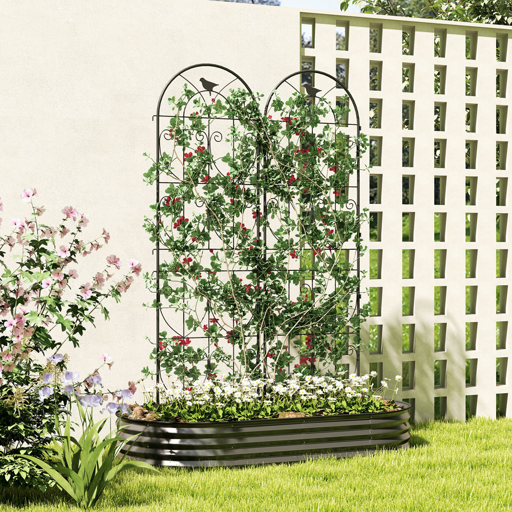 Outsunny Metal Garden Trellis Panels 180 x 50cm 2 Pack Image 2