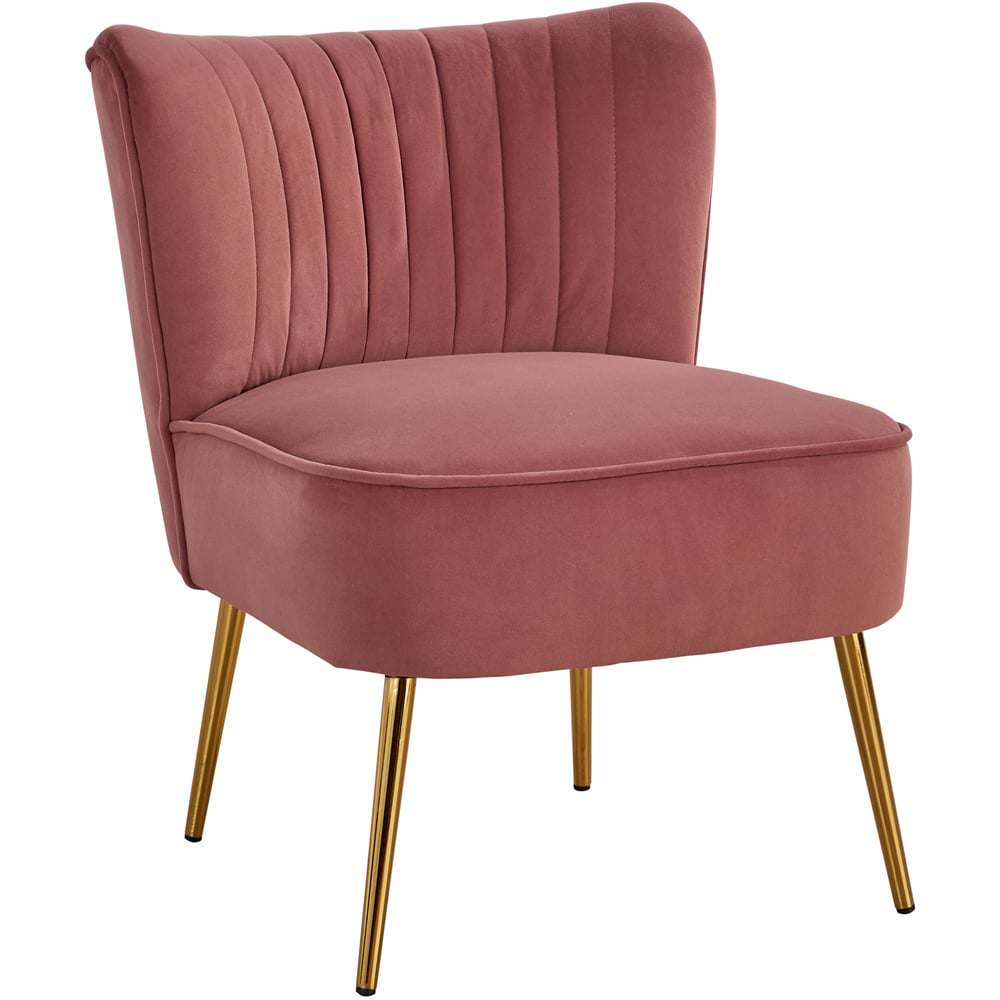Home Source Danville Pink Velvet Armless Accent Chair Image 2