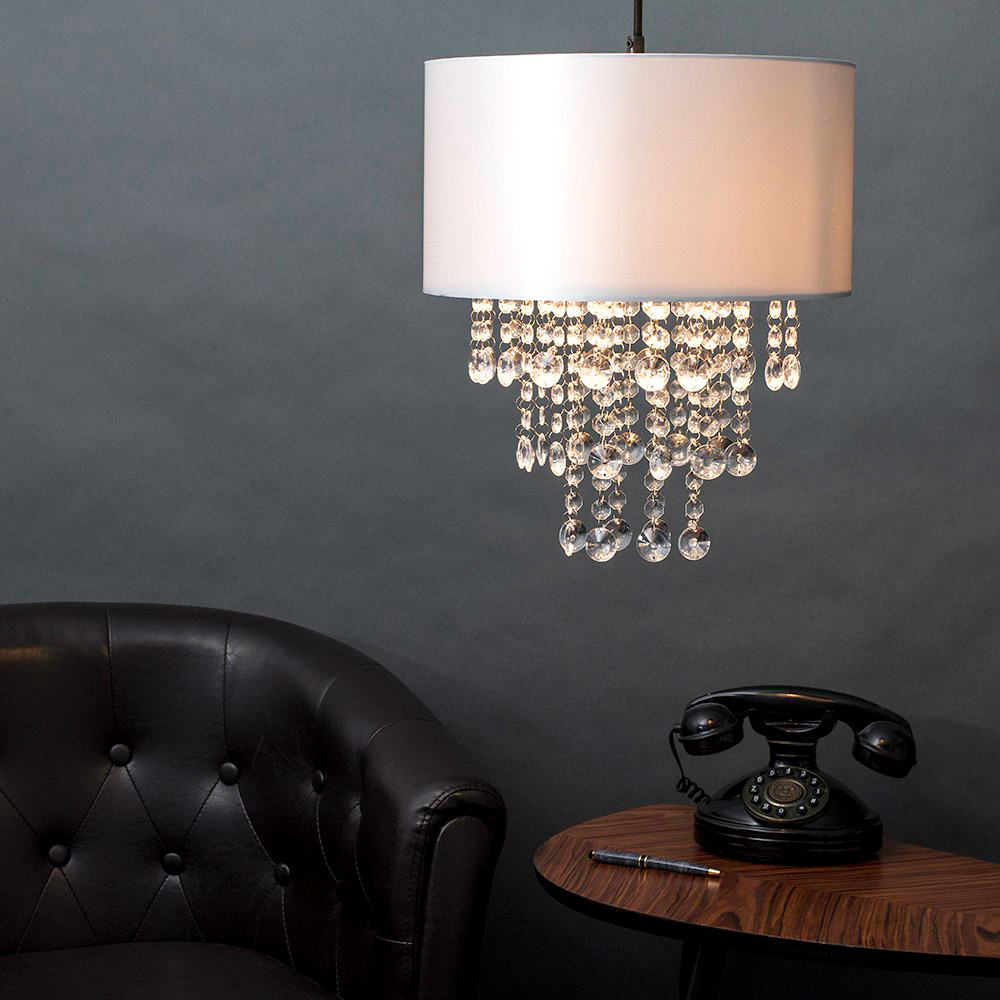 ValueLights Jesmond Silver Grey Droplet Easy Fit Ceiling Light Shade Image 2