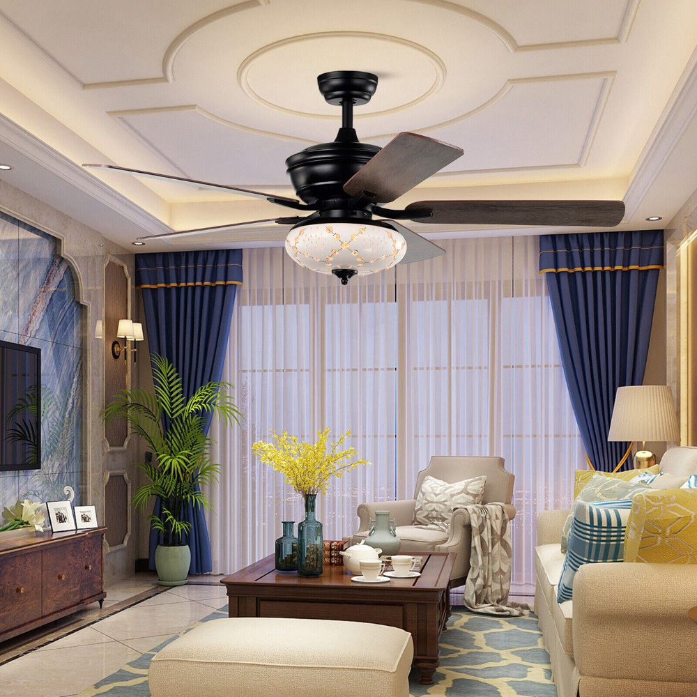 Costway Black Ceiling Fan with Light and Remote Control Image 2