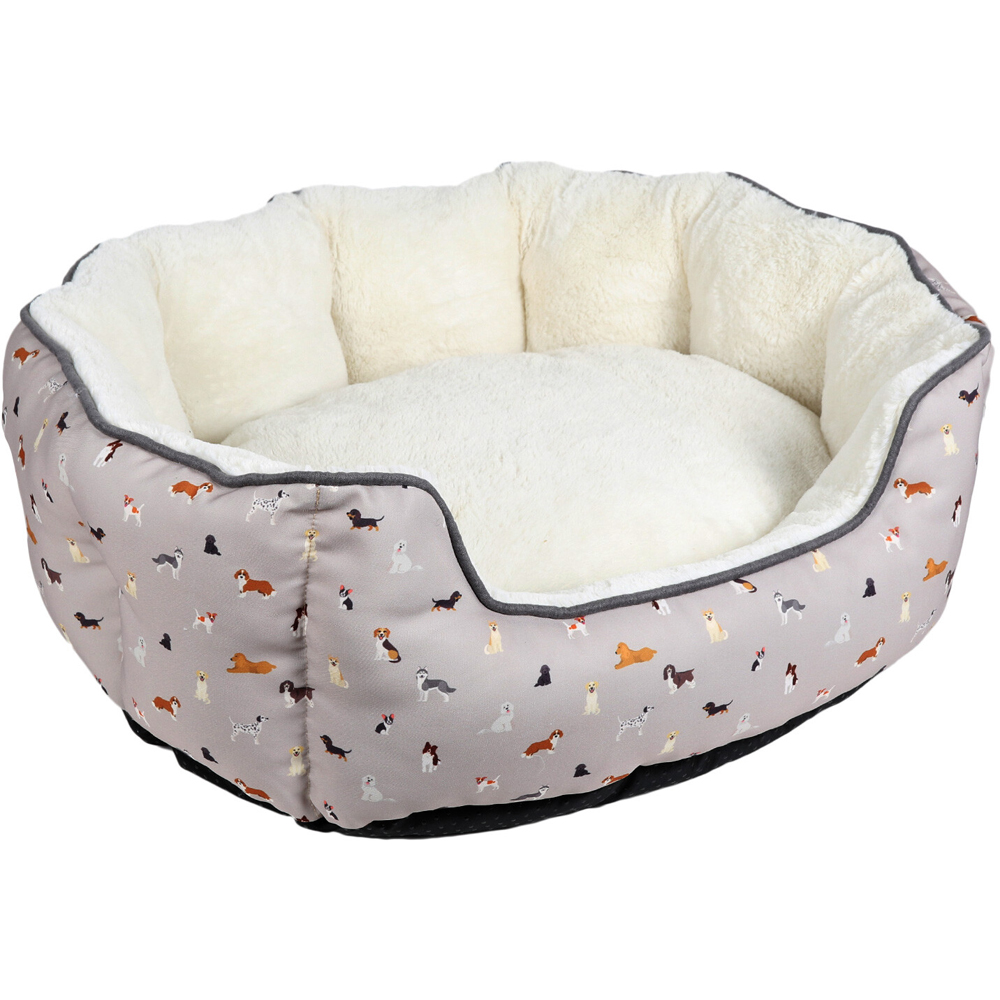 Taupe Dog Print Soft Dog Bed Image 3