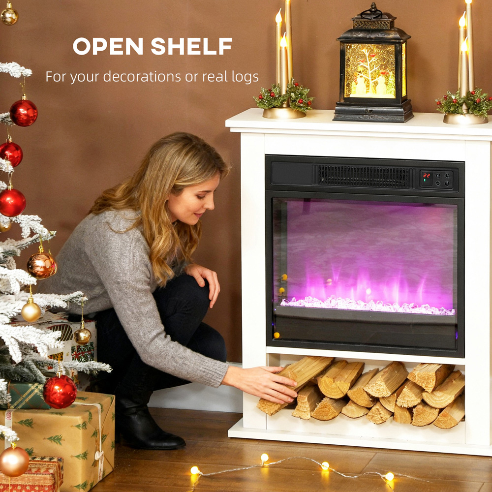 HOMCOM White Electric Fire with Remote and Timer 1800W Image 5