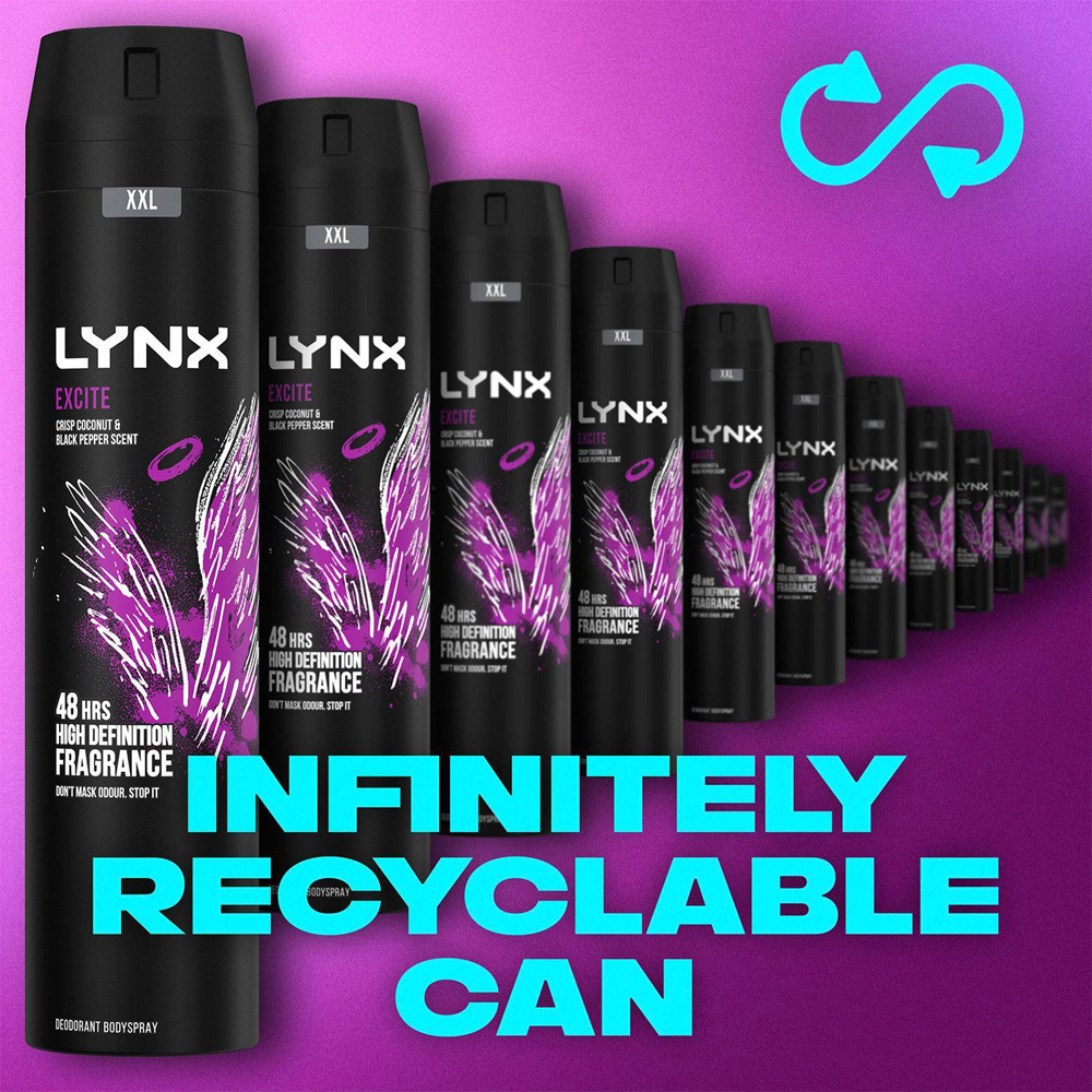Lynx Excite Black Pepper and Crisp Coconut 48H Protection Deodorant Body Spray 250ml 30 Pack Image 7