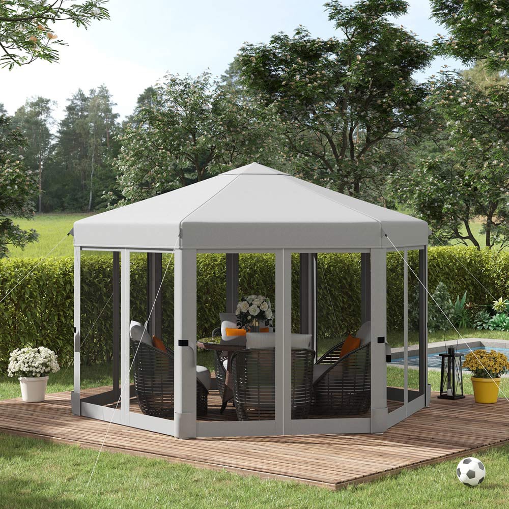3.2m Pop Gazebo Hexagonal Light Grey Image 5