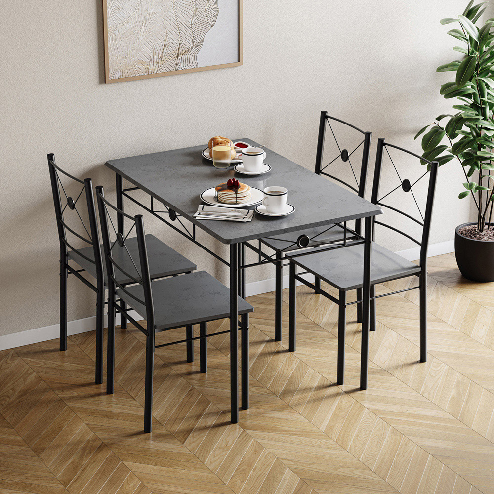 VIDA DESIGNS Roslyn 4 Seater Dining Set Concrete Grey Image 3
