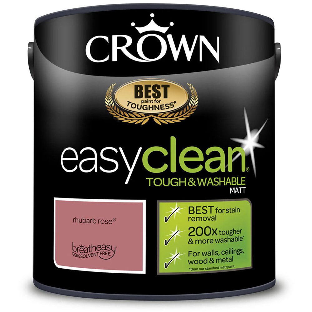 Crown Easyclean Matt Emulsion Paint - Rhubarb Rose Image 2