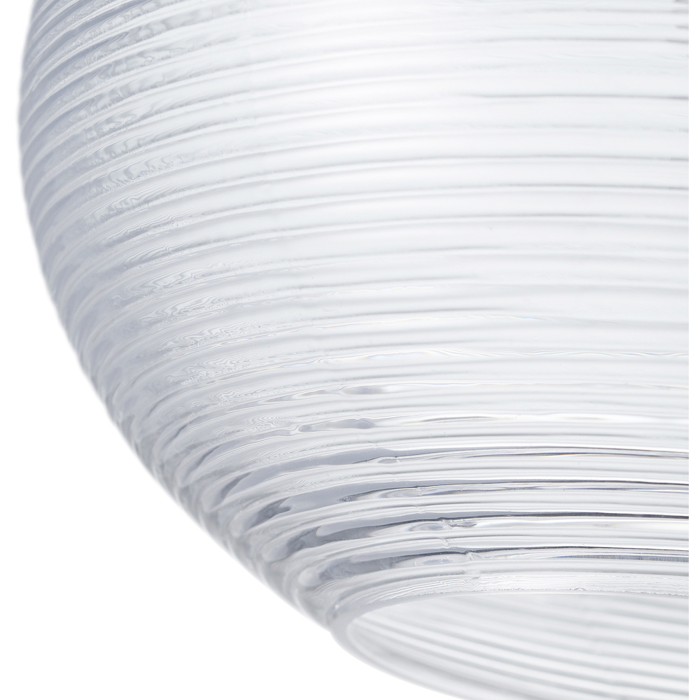 Happy Homewares Clear Ribbed Spiral Glass Easy Fit Drum Pendant Shade Image 7