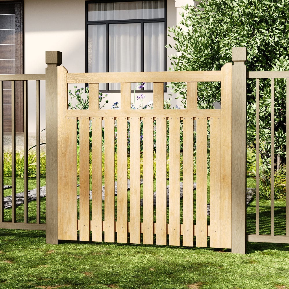 Outdoor Minimalist Nature Wooden Straight-Corner Garden Fence Door, 120 x 120 x 2.5cm Image 2