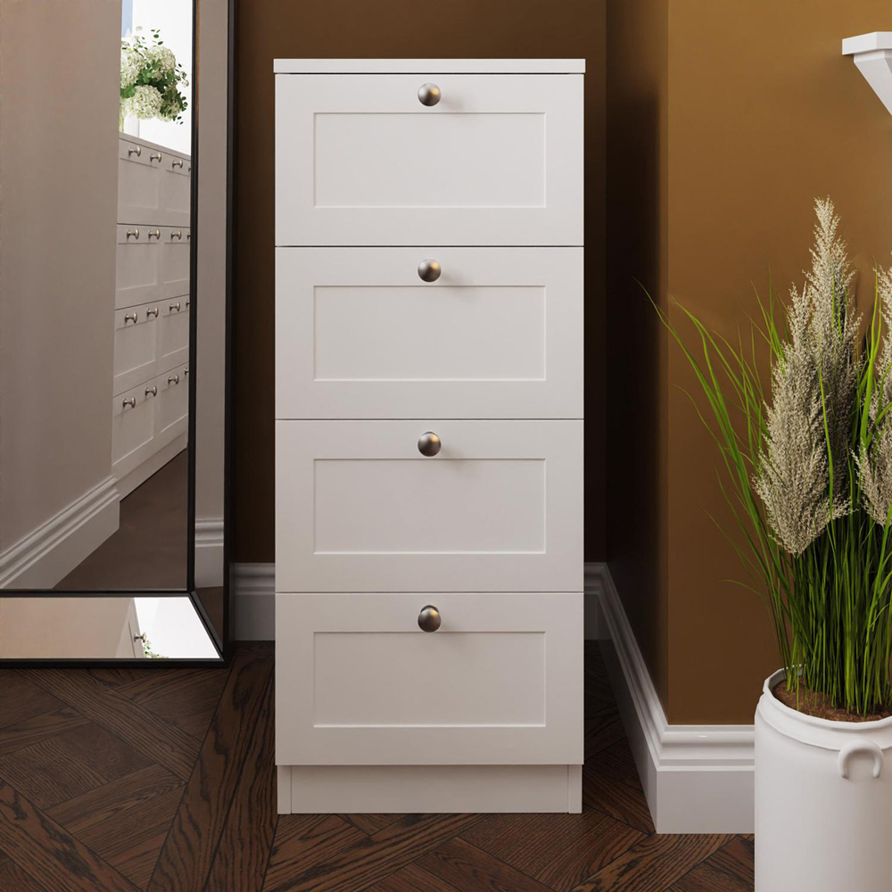 FWStyle Artus 4 Drawer White Panelled Chest of Drawers Image 4