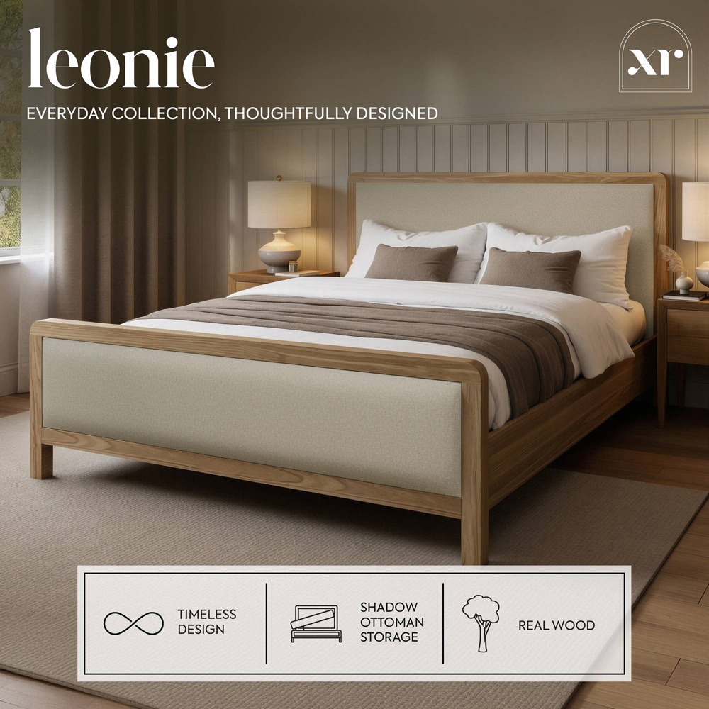 XR Living Leonie King Size Ash and Natural Wooden Shadow Ottoman Bed Image 5