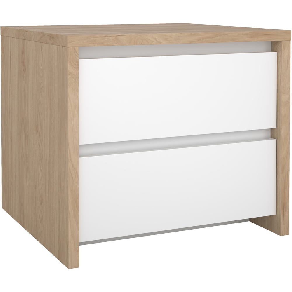 Florence Next 2 Drawer Jackson Hickory White High Gloss Nightstand Image 4